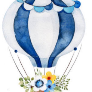 Invitación Navy Blue Hot Air Balloon Floral Boy Baby Shower