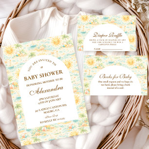 Tarjeta De Recepción Sorteo de Pañales en la Soleada Playa Costera