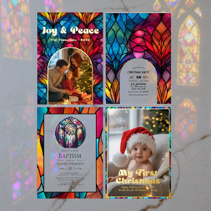 Tarjeta Festiva Con Relieve Metalizado Mi primera foto de bebé en Navidad en vidrio emplo