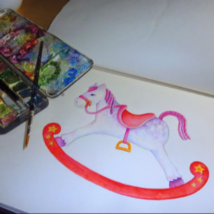 Invitación Todo En Uno Belleza Bebé ducha mecedora foto de caballo encuen