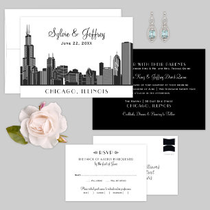 Invitación Bachelorette Party White, Boda del Skyline de Chic
