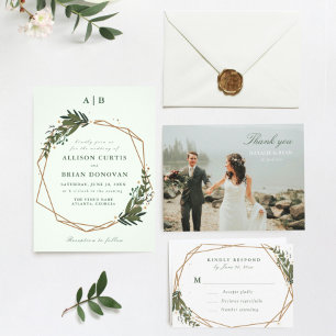 invitación de matrimonio geométrica de floral wrea