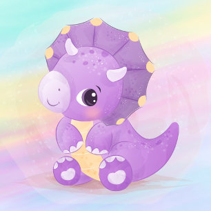 Invitación Cuple Purple Dinosaur Rainbow Art Baby Shower Invi