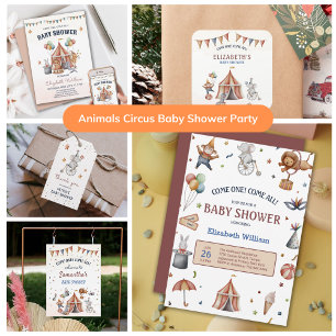 Invitación Fun Circus Animal Boy Baby Shower