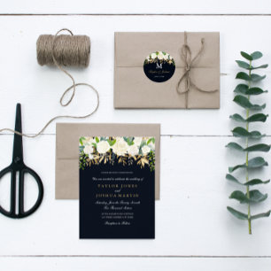 Invitación a la boda acuática floral de oro de la 