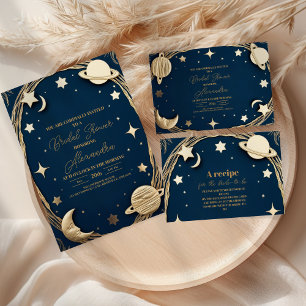 Invitación Ducha nupcial Crescent Moon Gold Celestial de la M
