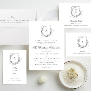 Lámina monograma floral botánico clásico Invitación presu