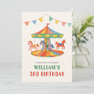 Pegatina Redonda Adorable Carousel Birthday