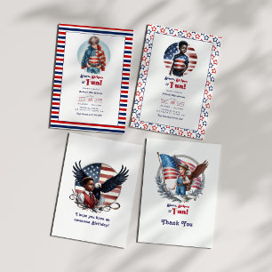 Tarjeta Patriotic Eagle & Boy All American Birday