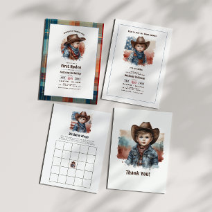 Invitación “Primer Rodeo” Vaquero Rústico Cumpleaños número 1