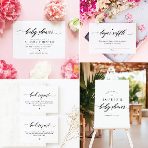 Invitación Classic Elegant Script Parejas BBQ Baby Shower