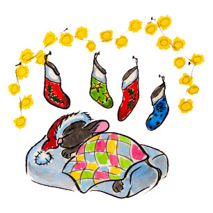 Navidades y ratón de Año Nuevo con medias