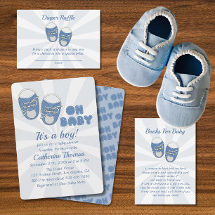 Tarjeta De Recepción Oh, bebé   Petición de libro Baby Shoes Dusty Blue