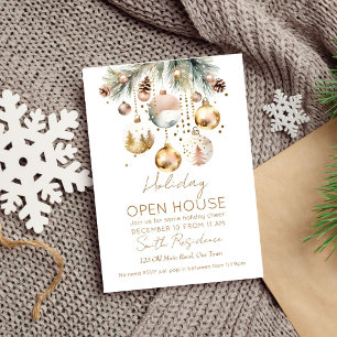 Invitación Navidades Boho almuerzo fiesta color de agua nevad