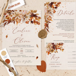 Invitación Flores y hojas de otoño y otoño Boda Brunch