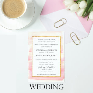 Invitación a casar con Rosa de color oro para una 