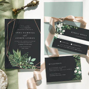 Invitación Boda botánico de acuarela geométrica de invernader