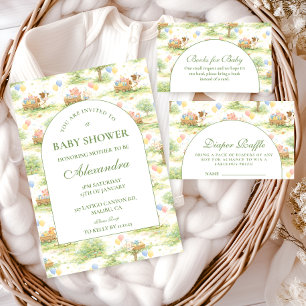 Invitación Chupinada de Bebé Animales de Granja Rústicos Past