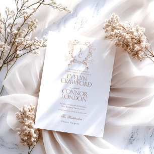 Elegante Programa de Boda Escudo de Monograma Flor
