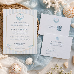 Invitación Elegante Boda Costera Concha Save the Date