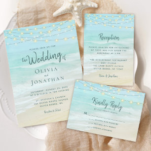 Invitación Boda de las luces de cadena oceánica de playa