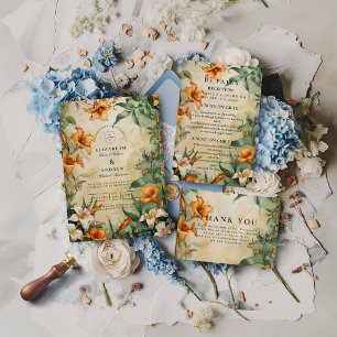 Invitación Boda floral botánica antigua