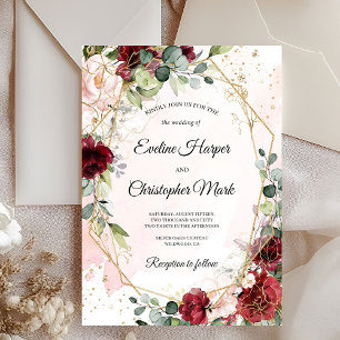 Invitación Ducha de boda de oro floral de dibujos a mano