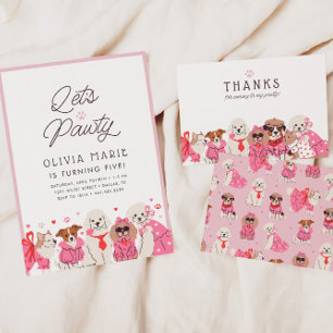 Invitación Cumpleaños del Fiesta de cachorros de Pink Puppy C