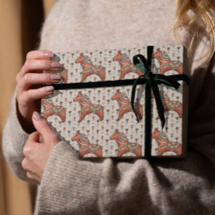 Tarjeta Festiva Escandinavia Navidades de Arte Popular Dalecarlia