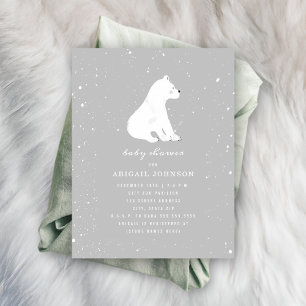 Invitación Mamá y bebé oso polar con Baby Shower neutral