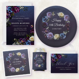 Moody Purple Flowers 18th Birthday Gracias Tarjeta