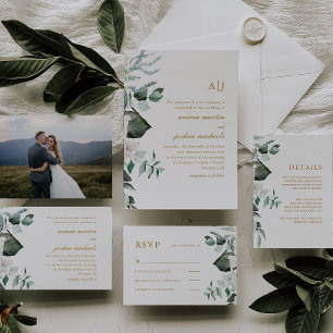 Hermosa invitación a Monograma de Flora Blanca y V