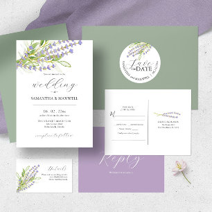 Invitaciones de boda Floral Watercolor Lavanda