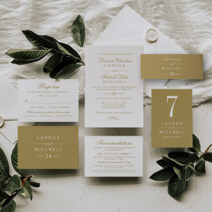 Tarjeta De Agradecimiento Monograma clásico elegante de Boda de oro antiguo
