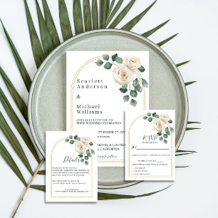 Cintas Para Invitaciones Rosas blancas Boda Romántica Floral de Primavera