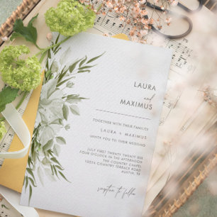 Invitación Todo En Uno Boda de vegetación floral blanca