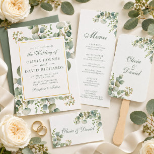Servilleta De Papel Boda de eucalipto con vegetación moderna