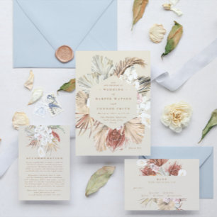 Tarjeta De Recepción Cream Beige Pampas Boda de jungla floral de hierba