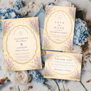 Tarjeta De Agradecimiento Boda de Jardín de Lavanda Vintage