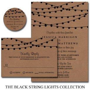 Invitación La colección de Bodas Rustic Kraft Lights