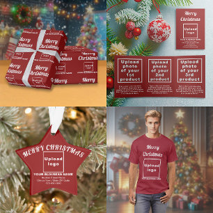 Roja   Navidad   Tarjeta triple de negocios