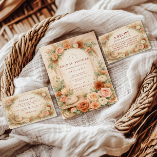 Tarjeta De Agradecimiento Botas Florales Rústicas Fiesta de Despedida de Sol