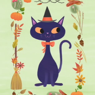 Cojín Decorativo Gato de bruja de Halloween