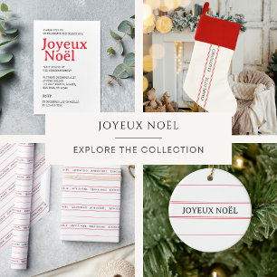 Invitación Fiesta de Navidades de la franja roja Joyeux Noël
