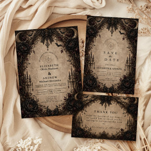Tarjeta De Agradecimiento Boda Gótica Victoriana Vintage