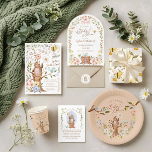 Papel De Regalo Watercolor Floral Woodland Forest Knitus Bear