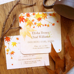 Invitación Boda rural de hojas de otoño encantadas