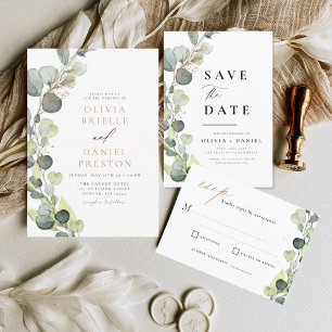 Invitación Eucalyptus Greenery Succulent Elegant Wedding
