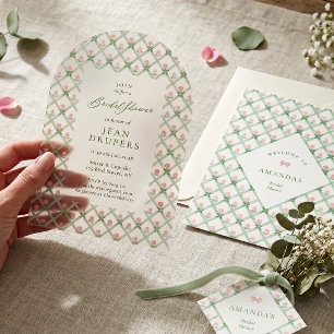 Invitaciones Acrílicas Fiesta de Despedida de Soltera con Enrejado Floral