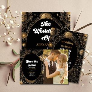 Flyer Boda de oro negro celeste presupuestal